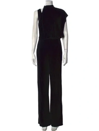 Pre-owned Vionnet Graphic Print Mock Neck Jumpsuit In Black