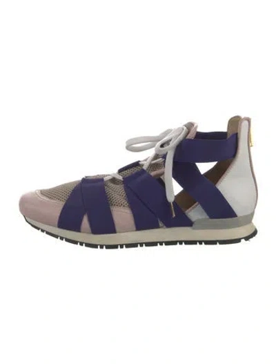 Pre-owned Vionnet Leather Colorblock Pattern Athletic Sneakers In Blue