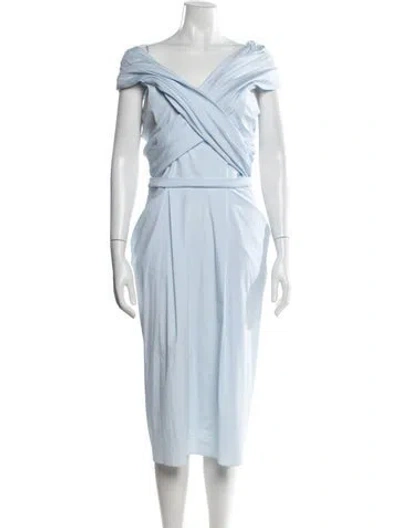 Pre-owned Vionnet Off-the-shoulder Midi Length Dress In Blue