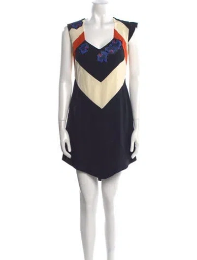 Pre-owned Vionnet Printed Mini Dress In Blue