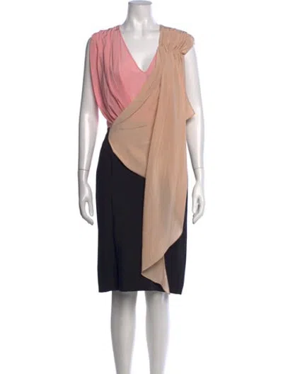 Pre-owned Vionnet Silk Knee-length Dress W/ Tags In Black/pink