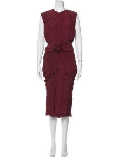 Pre-owned Vionnet Silk Midi Length Dress In Burgundy