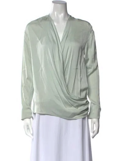 Pre-owned Vionnet Silk V-neck Blouse In Green