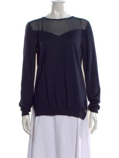 Pre-owned Vionnet Virgin Wool Crew Neck Top In Blue