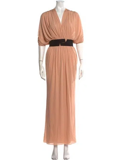 Pre-owned Vionnet V-neck Long Dress In Orange