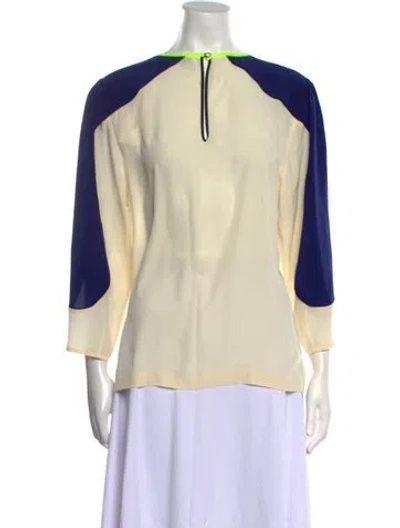 Pre-owned Vionnet V-neck Long Sleeve Blouse In Yellow