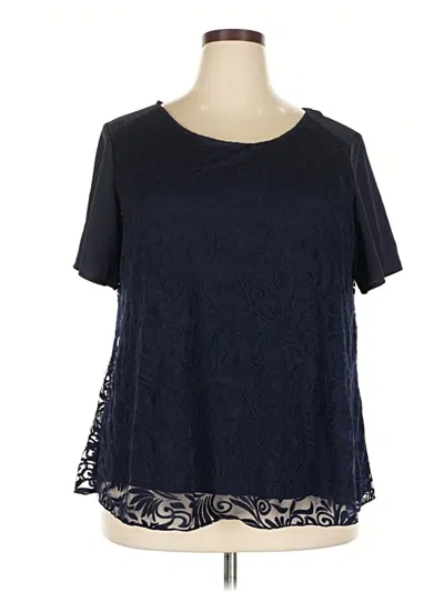 Pre-owned Vip By Avenue Short Sleeve Blouse In Blue