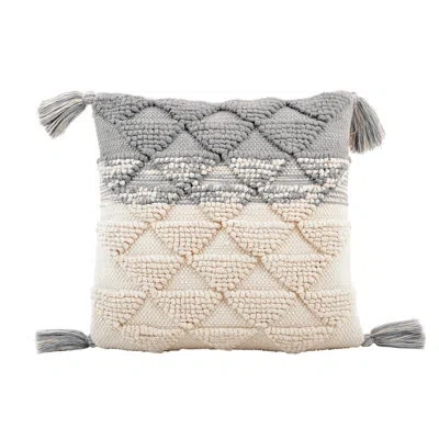 Vip International Tassels Cotton Throw Pillow In White