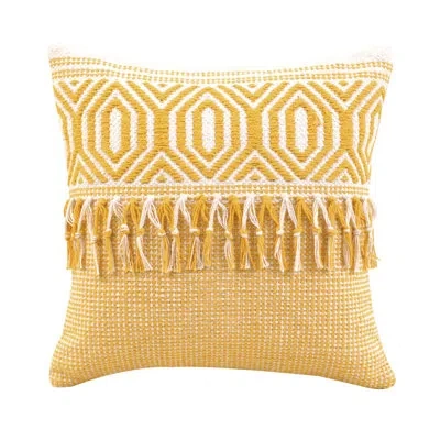 Vip International Tassels Cotton Throw Pillow In Yellow