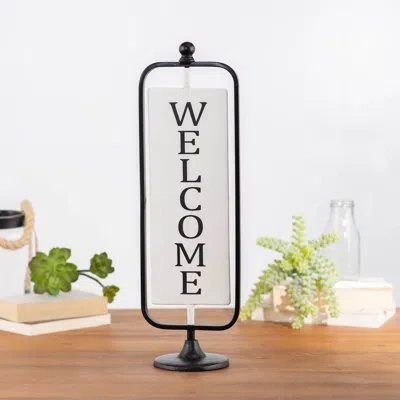 Vip International Vip Metal 18.5 In. White Two Sided Welcome Or Go Away Table Sign