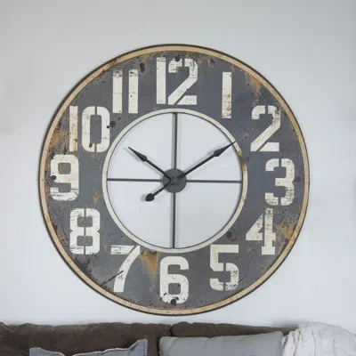 Vip International Vip Metal 48.43 In. Black Factory-style Clock