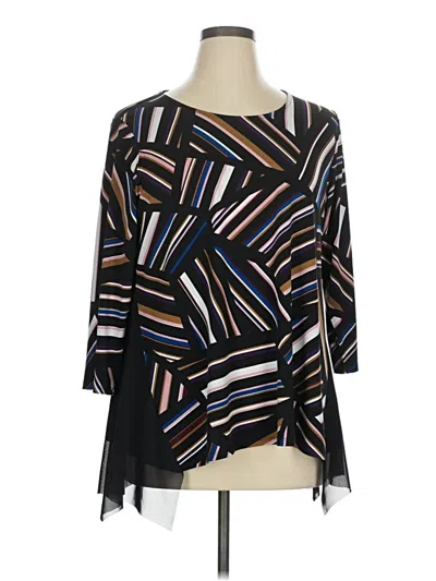 Pre-owned Vip Loves Knits By Avenue 3/4 Sleeve Blouse In Black