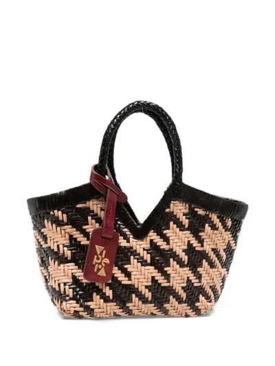 Vipera Monet Houndstooth-weave Tote Bag In Brown