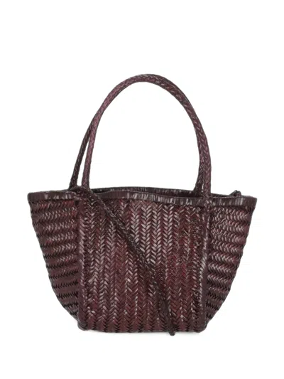 Vipera Ruby Braided Leather Tote Bag In Rot