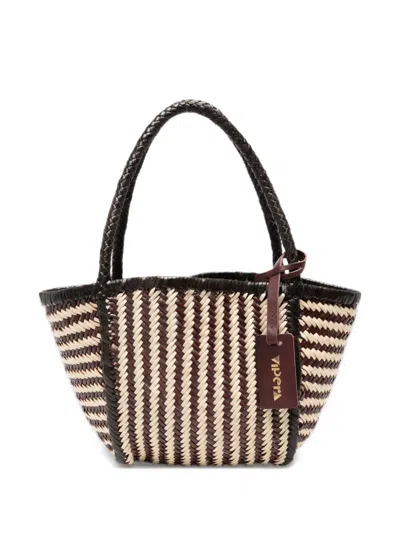 Vipera Ruby Stripes Woven-design Leather Tote Bag In Pink
