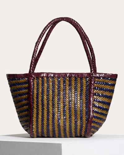 Vipera Women's Ruby Stripe Woven Leather Tote Bag In Yellow