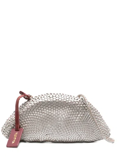 Vipera Woven Clutch Bag In Silver