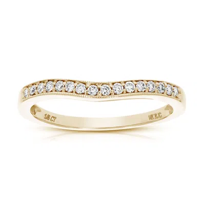 Vir Jewels 0.16 Cttw Diamond Wedding Band For Women, Contour Milgrain Round Diamond Wedding Band In 14k Gold In Yellow