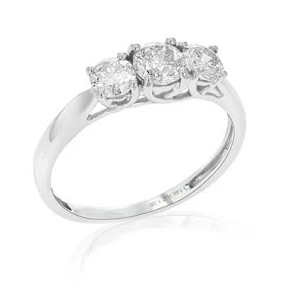 Vir Jewels 1 Cttw 3 Stone Diamond Engagement Ring 14k White Gold Round Bridal Wedding