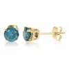 Vir Jewels 1 Cttw Blue Diamond Stud Earrings 14k Yellow Gold Round Shape With Push Backs