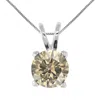 Vir Jewels 1 Cttw Champagne Diamond Solitaire Pendant 14k White Gold Round With Chain In White