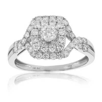Vir Jewels 1 Cttw Diamond Criss-cross Wedding Engagement Ring 14k White Gold Square Bridal