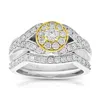 Vir Jewels 1 Cttw Diamond Engagement Bridal Ring Set 14k Two Tone Gold Halo Style Wedding In Yellow