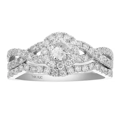 Vir Jewels 1 Cttw Diamond Halo Criss-cross Wedding Engagement Ring Set 14k White Gold