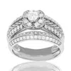 Vir Jewels 1 Cttw Diamond Two Row Flower Wedding Engagement Ring Set 14k White Gold Bridal