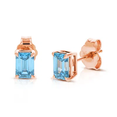 Vir Jewels 1 Cttw Emerald Blue Lab Grown Diamond Stud Earrings In 14k Gold With Push Backs For Women In Multi