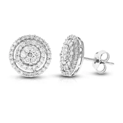 Vir Jewels 1 Cttw Lab Grown Diamond Composite Earrings In 14k White Gold With Push Backs For Women In Metallic