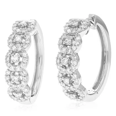 Vir Jewels 1 Cttw Lab Grown Diamond Hoops Earrings In Sterling Silver With Hidden Post For Women In Metallic