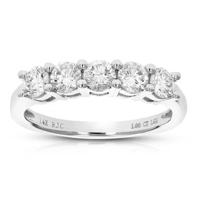 Vir Jewels 1 Cttw Round Lab Grown Diamond Engagement Ring 5 Stones 14k White Gold Prong Set 2/3 Inch