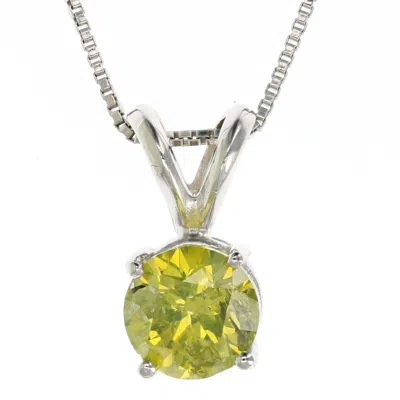 Vir Jewels 1 Cttw Yellow Diamond Solitaire Pendant Necklace 14k White Gold Round With Chain