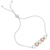 Vir Jewels 1/10 Cttw Diamond Bolo Bracelet Rose Gold Plated Over .925 Sterling Silver Heart In Pink