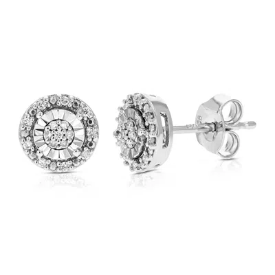 Vir Jewels 1/10 Cttw Lab Grown Diamond Composite Earrings In Sterling Silver With Push Backs For Women In Blue