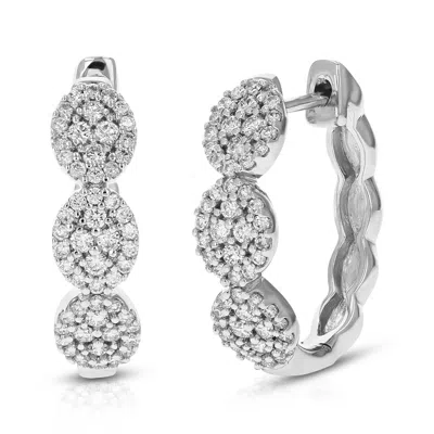 Vir Jewels 1/2 Cttw 108 Stones Round Lab Grown Diamond Hoop Earrings 14k White Gold Prong Set 2/3 Inch