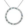 Vir Jewels 1/2 Cttw Blue And White Diamond Circle Pendant Necklace 14k White Gold And Chain In White
