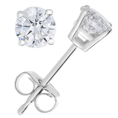 Vir Jewels 1/2 Cttw Diamond Stud Earrings 14k White Gold Push Backs Round 4 Prong Basket