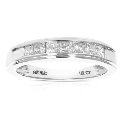 Vir Jewels 1/2 Cttw Diamond Wedding Band For Women, Princess Diamond Wedding Band In 14k Gold 7 Stones Channel In White