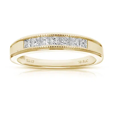 Vir Jewels 1/2 Cttw Diamond Wedding Band For Women, Princess Diamond Wedding Band In 14k Gold 7 Stones Channel In Yellow