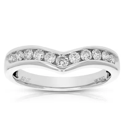 Vir Jewels 1/2 Cttw Diamond Wedding Band For Women, V Shape Round Diamond Wedding Band In 14k Gold Channel Set In White
