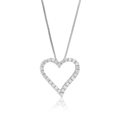 Vir Jewels 1/2 Cttw Lab Created Diamond Heart Pendant Necklace Sterling Silver 2/3 Inch