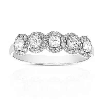 Vir Jewels 1/2 Cttw Lab Grown Diamond 5 Stone Engagement Ring In 14k White Gold For Women In Silver