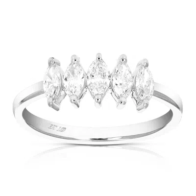 Vir Jewels 1/2 Cttw Marquise Lab Grown Diamond 5 Stone Engagement Ring In Sterling Silver For Women