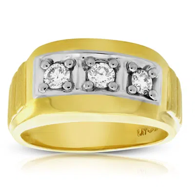 Vir Jewels 1/2 Cttw Men's 3 Stone Diamond Engagement Ring 14k Yellow Gold Si Clarity