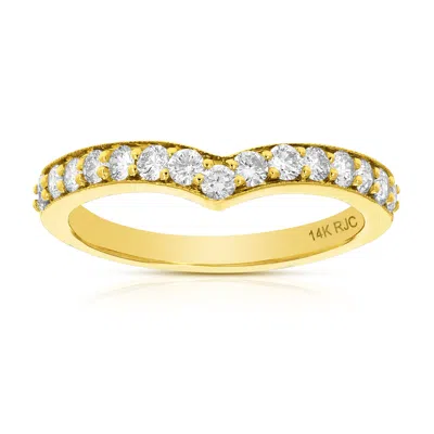 Vir Jewels 1/2 Cttw V-shape Diamond Wedding Band With Milgrain 14k Gold In Yellow