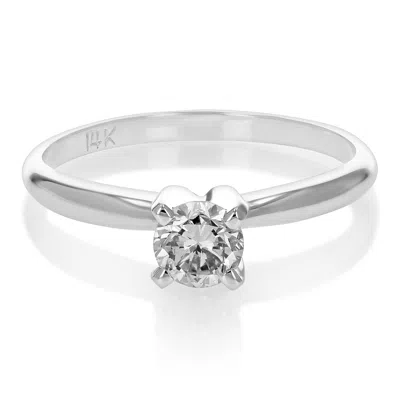 Vir Jewels 1/2 Cttw Vs2 Diamond Solitaire Engagement Ring 14k White Gold Round Prong