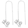 Vir Jewels 1/20 Cttw Diamond Dangle Threader Earrings Brass With Rhodium Plating Cat In Silver