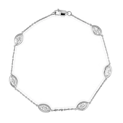 Vir Jewels 1.20 Cttw Marquise Lab Grown Diamond Tennis Bracelet In 14k White Gold 7 Inch For Women In Gray
